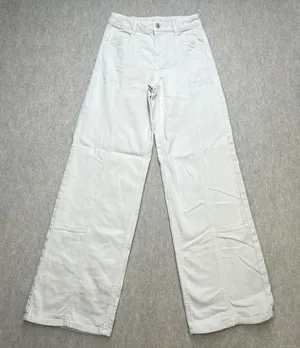 American Eagle Jeans Womens 0 Cream Wide Leg Boho Coastal Utility Front Seam thumbnail 1