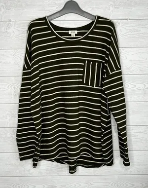 A.N.A. A New Approach olive green/cream striped long sleeve tunic NWT Size XXL thumbnail 1
