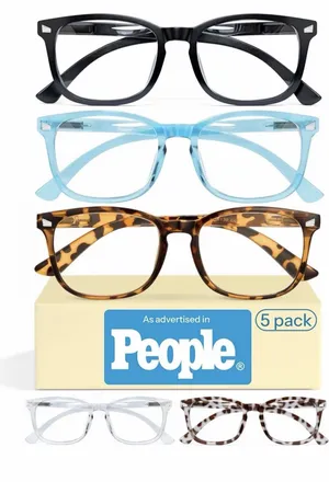 5 Pair Set 1.5 Reading Glasses for Women Blue Light Readers, Cheaters thumbnail 2