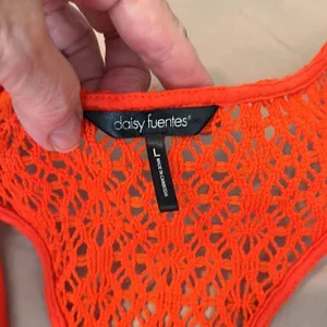 Daisy Fuentes size large beautiful orange lace accent tank top EUC thumbnail 4