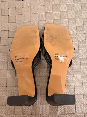 C.Cocci Jenna Black Strappy Square Toe Heels Size 7.5 thumbnail 3