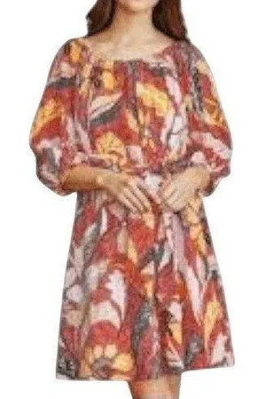 ELIZABETH AND JAMES Marika Garden Dress Multicolor Floral Belted‎ Dress EUC M thumbnail 1