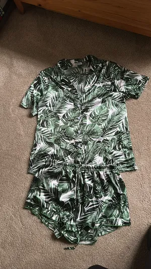 Ekouaer Pajama Set Satin Palm tree medium thumbnail 4