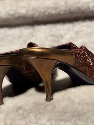 Donald J Pliner Couture Paisley Brocade Pointed Toe Kitten Heel Mules Y2K Glam thumbnail 7