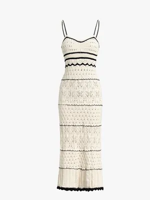 Commense Paros Crochet Eyelet See Through Midi Dress size XS NEW $50 thumbnail 3