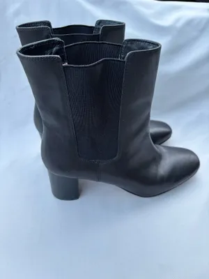 J.Crew Leather Chelsea Ankle Boots Black Block Heel Almond/Rounded Toe Size 9.5 thumbnail 3