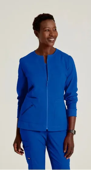 Greys Anatomy Blue Long Sleeve Zip Up Scrub Top Size XS thumbnail 1