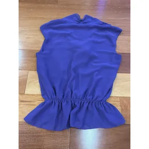 Studio M Blouse Womens Purple Bow‎ Tie Neck Smocked Peplum Sleeveless XL thumbnail 5