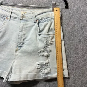 Vanilla Star Denim Shorts Juniors Size 13 Blue‎ Distressed High Waist Cuffed thumbnail 3
