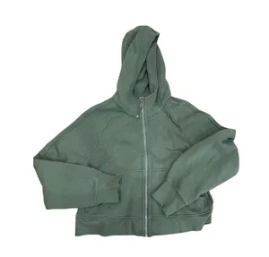Lululemon Oversized Scuba Full Zip Hoodie and High rise shorts set Medium Forest thumbnail 2