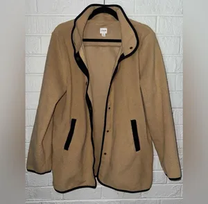 J.CREW women’s Piped sherpa coat sz L ✨ thumbnail 1