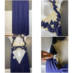 Sherri Hill Dress Womens 8 Blue Lace Illusion Bodice Open Back Maxi Formal Prom thumbnail 15