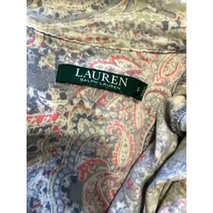Lauren Ralph Lauren Blue Pink Paisley Cotton Blend Button Front Sleep Shirt S thumbnail 5