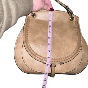 Womens Tan Faux Leather Satchel Handbag Shoulder Bag Crossbody Strap Top Handle‎ thumbnail 9