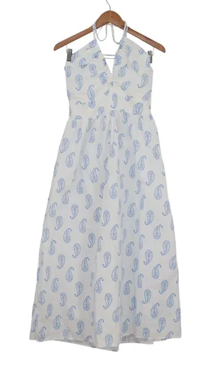 Universal Thread Blue Paisley Halter Maxi Dress White Smocked Back Plus Size 1X thumbnail 1