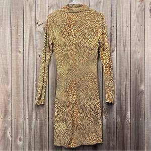 Norma Kamali animal print dress long sleeved v‎ neck ruched size small stretchy thumbnail 3