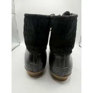 Sperry Saltwater Black Leopard Suede Duck Boots Womens 10 Ankle Rain‎ Boots thumbnail 4