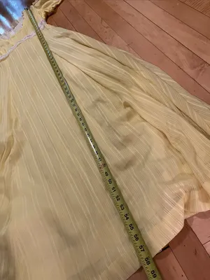 Vintage Homemade Yellow Puff Sleeve Embroidery Formal Dress Medium thumbnail 10