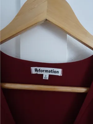 Reformation Burgundy Button-Down Midi Dress thumbnail 2
