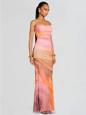 NWT Retrofete Isadore Maxi Long Dress Contour Brushstrokes Size Small thumbnail 4