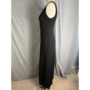 Birdy Grey Black V Neck Sleeveless Maxi Dress Side Slit Formal‎ Evening M thumbnail 9