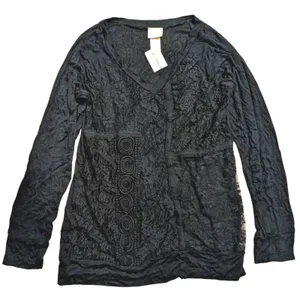 DAYTRIP Shirt NWT L Large Black Lace Lacy Tunic Top NEW Made in USA The Buckle thumbnail 1