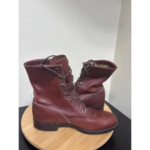 Vintage Justin Boots Womens 8‎ B Burgundy Kiltie Lace Up Roper Boots Leather USA thumbnail 10