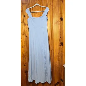 Shein Bridesmaids Dress L Blue Belle Off Shoulder Slit Thigh Gown MOH OC4A thumbnail 4