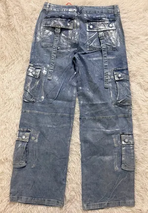 Vibrant M.I.U. Metallic Wide leg Cargo Denim Pants - NWT - Womens Size L 32”W thumbnail 7