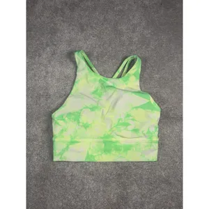 Lululemon Energy Bra High Neck Long Line Shibori Green Tie Dye Medium Support 4 thumbnail 3