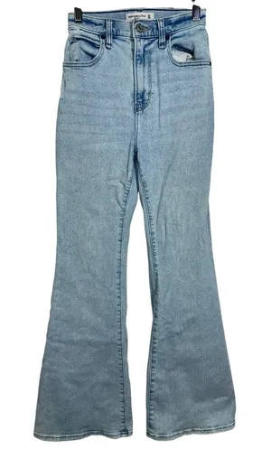 Abercrombie & Fitch Curve Love Flare Ultra High Rise Blue Denim Jeans Size 24 00 thumbnail 1
