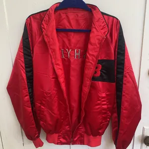 VINTAGE 80s New Balance Satin Bomber Varsity Jacket Sz M Custom Shyla Embroidery thumbnail 9