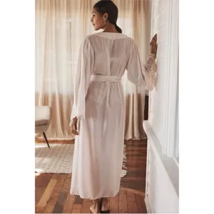 Anthropologie Sheer Pink Lace Robe thumbnail 3