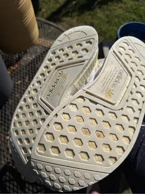 adidas Women’s Rare White Knit Sneakers with Metallic Bronze Accent thumbnail 9