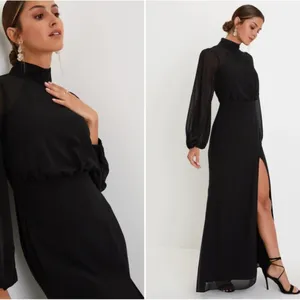 LULU's Sexy Long Sleeve Romantic Formal Event Bridesmaid Wedding Thigh Slit Maxi thumbnail 4