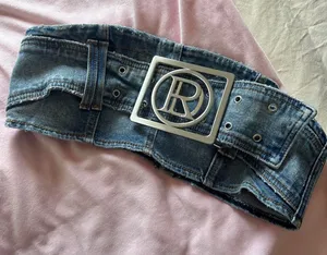 Revice Denim Buckle Jean Tube Top Y2K McBling Size XL thumbnail 1