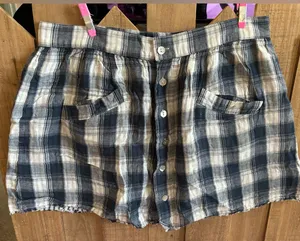 POL Ladies Girls Skirt Button Front Plaid Summer Cotton Sz Large thumbnail 1