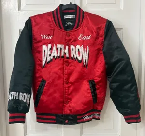 Headgear Classics Death Row Records Jacket Womens S Red Satin Varsity Hip Hop 90 thumbnail 1