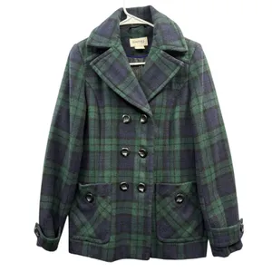 St.‎ John's Bay Women's Plaid Peacoat Preppy Academia Y2K Wool Blend Outerwear S thumbnail 1
