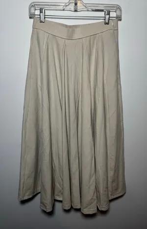 OGL Move Beige Pleated Midi Skirt Casual Pull On A Line Skirt Women Size S thumbnail 1