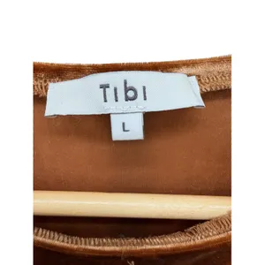 Tibi Crushed Velvet T-Shirt Large L Brown Copper Shimmer Blouse 90s Y2K Grunge thumbnail 2