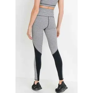 Mono B Small Black‎ Striped High Rise Monochrome Tiramisue Colorblock Leggings thumbnail 2