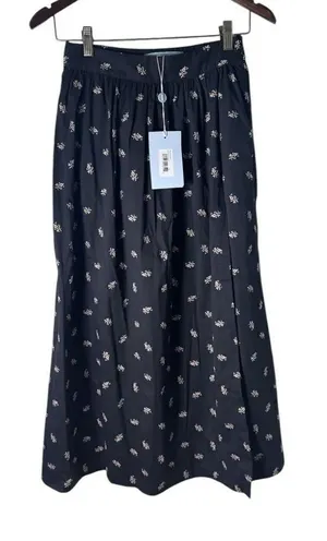 Hill House the Krista Skirt in black floral jacquard XS NWT thumbnail 1