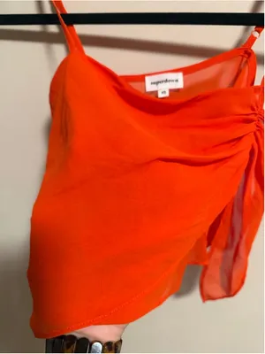 Superdown Revolve Abbey Ruched Cami Top Semi Sheer Poppy- Size XS thumbnail 7