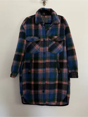 Blank NYC The Comeback Plaid Long Button Coat Large thumbnail 2