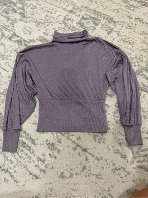 Free People Metallic Glam Turtleneck Top Lavender Haze S thumbnail 3