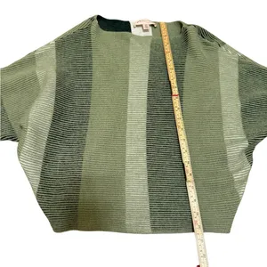 Philosophy Green Striped Drop Batwing Shoulder Viscose‎ Sweater Textured Sz M thumbnail 8