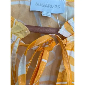 Sugarlips Floral Ruffle Mini Dress Yellow Size M Cotton thumbnail 12