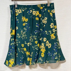 Sugarlips Green Yellow Floral Mini Skirt S2738VCI Lined Ruffle Hem Large thumbnail 2
