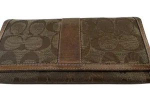 Coach Signature C Canvas Brown Flap Wallet thumbnail 1